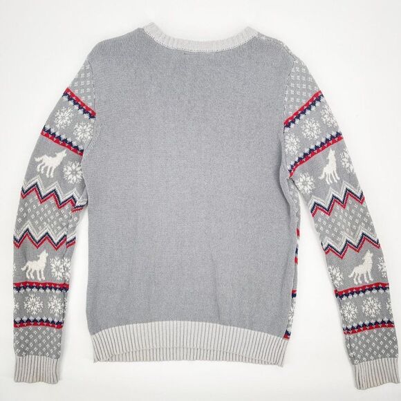 2/$30 Game of Thrones Winter Is Here Fair Isle Wolf Long Sleeve Sweater Top - Picture 6 of 10